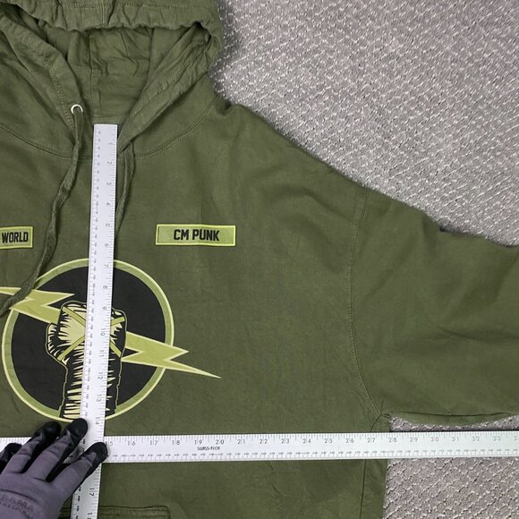 CM Punk Hoodie Men's 3XL Green Pullover WWE Hooded Sweatshirt Lightning Best - Picture 8 of 12
